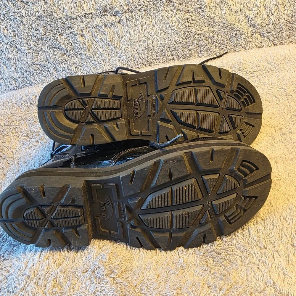 Avenger Work Boots Womens Black Patent Leather Safety Platform‎ Boots Comp Toe 9
